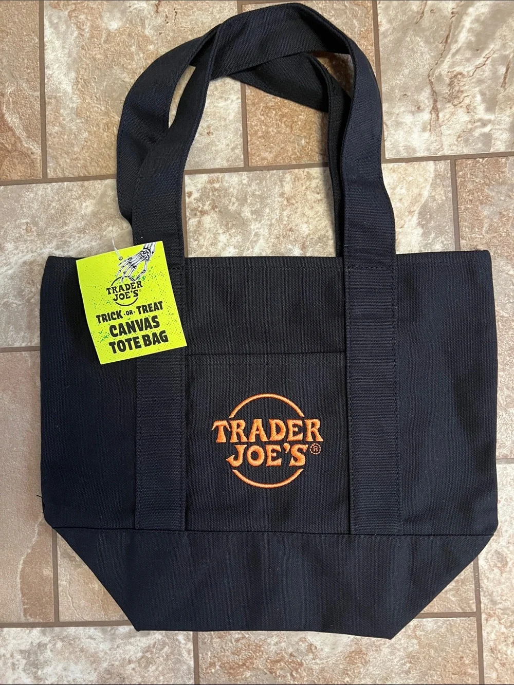 Trader Joe's Black Canvas Duffel Tote with Orange Logo🖤